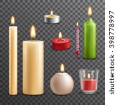Candles realistic 3d set isolated on transparent background vector illustration