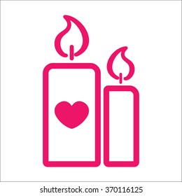 candles red with heart