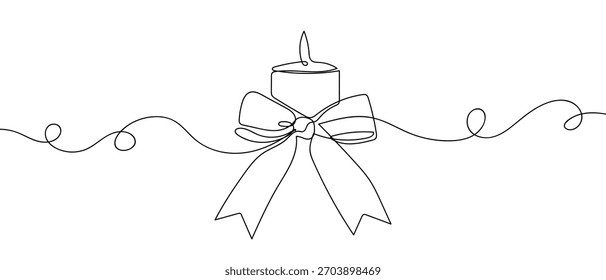 Velas con arcos de cinta en una línea continua estilo lineal simple.