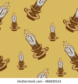 Candles seamless pattern in sketch style