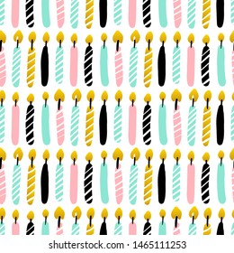 Candles Seamless Pattern. Vector Illustration of Trendy Greeting Background.