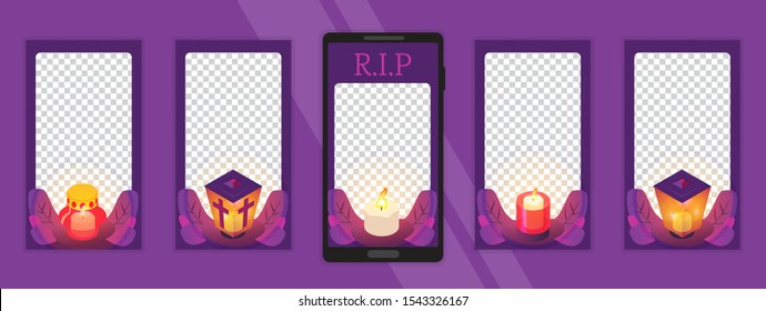 Candles set for mobile application or social media. Vector isometric illustration.