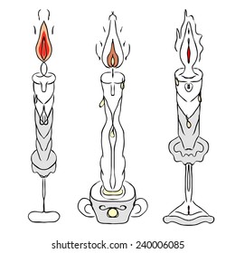 Candles Set On White Background Sketch Stock Vector (Royalty Free ...