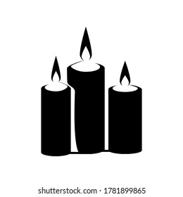 Candles silhouettes on the white background. Candle icon. Candle logo. vector illustration