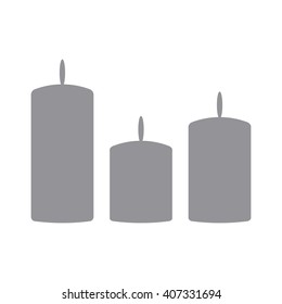 Candles silhouettes on the white background. Candle icon. Candle logo. Grey candle. Candle design element. Cosy candles. Simple and minimalistic.Candle vector illustration.