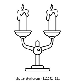 Candles stand icon. Outline illustration of candles stand vector icon for web design isolated on white background