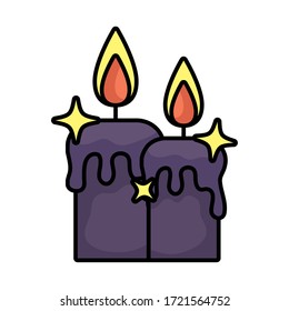 candles with stars magic sorcery vector illustration design