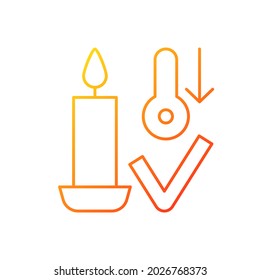 Candles storage at room temperature gradient linear vector manual label icon. Thin line color symbols. Modern style pictogram. Vector isolated outline drawing for product use instructions