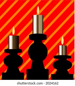 candles with stripe behind