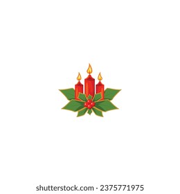 Candles, symbolizing light and warmth during the winter season.  Perfect for adding a touch of Christmas spirit to graphics, cards, websites, and apps. Vector icon illustration template