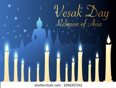 candles and temple Buddhist with vesak day