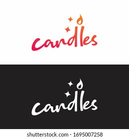 Vector de diseño de ilustración tipográfica de velas, con fondo negro y blanco