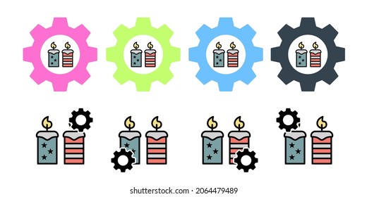 Candles usa flag vector icon in gear set illustration for ui and ux, website or mobile application