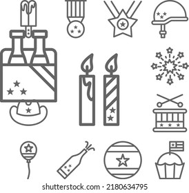 Candles, USA icon in a collection with other items