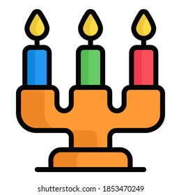 candles vector colored outline icon. Hindu festival, Hindu celebration icon,