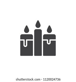 Candles vector icon. filled flat sign for mobile concept and web design. Praying candles simple solid icon. Symbol, logo illustration. Pixel perfect vector graphics