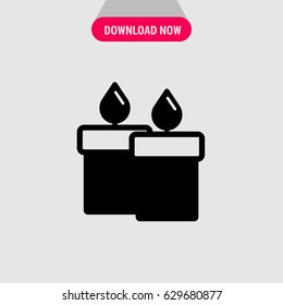 Candles Vector Icon, The two candles symbol with flames. Simple, modern flat vector illustration for mobile app, website or desktop app 