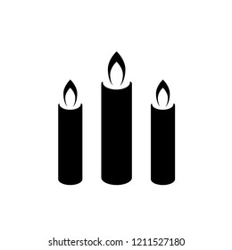 Candles vector icons set on white background. Flame and paraffin elements. Religion symbols. Relaxation and spa concept. Flat simple line design illustration.