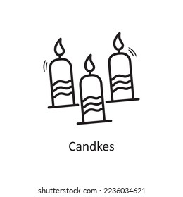 Candles vector outline Icon Design illustration. Christmas Symbol on White background EPS 10 File
