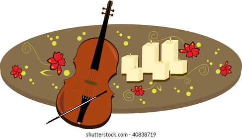 candles and violin