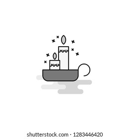 Candles Web Icon. Flat Line Filled Gray Icon Vector