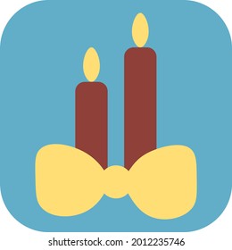 Candles with yellow bow, illustration, vector on a white background.