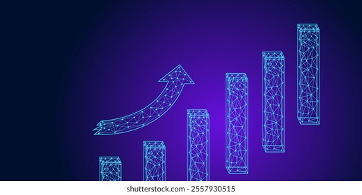 Candlestick abstract digital from connecting lines and dot shape. Finance business background vector design.