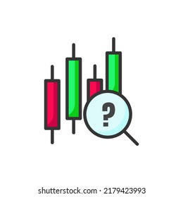 Candlestick Analysis Icon. Candlestick Prediction Logo. Vector Illustration. Isolated on White Background. Editable Stroke