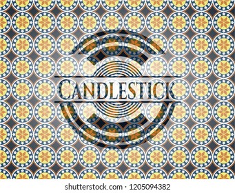 Candlestick arabesque badge. arabic decoration.