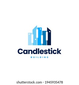 candlestick bar finance financial building city logo vector icon illustration