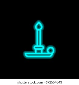Candlestick blue glowing neon ui ux icon. Glowing sign logo vector