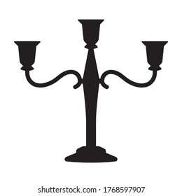 Candlestick or candelabra candle holder with three arms flat vector icon for apps and websites