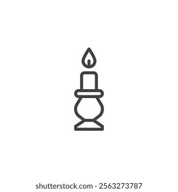 Candlestick with candle line icon. linear style sign for mobile concept and web design. Candlestick outline vector icon. Symbol, logo illustration. Vector graphics