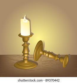 candlestick with candle vector illustration