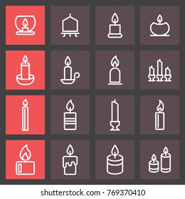 Candlestick and candlelight vector icons.