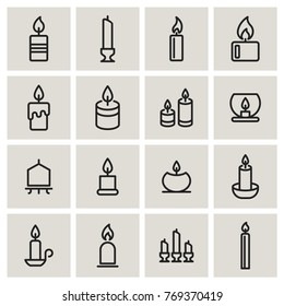 Candlestick and candlelight vector icons.