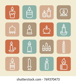 Candlestick and candlelight vector icons.