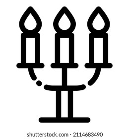 Candlestick And Candles Flat Icon Isolated On White Background