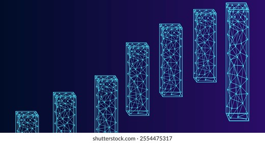 Candlestick chart from abstract connecting lines and dot. technology background design vector.