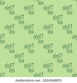 Gráfico de castiçal e AI Bot vetor Crypto Trading conceito sem emenda padrão no estilo de linha fina