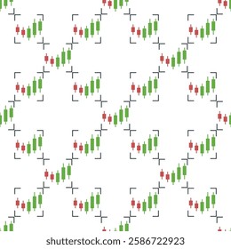 Candlestick Chart Analysis vector Cryptocurrency Trading concept seamless pattern