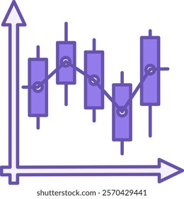 Candlestick Chart Color Icon. Vector Illustration. Chart and Japanese Candlesticks. Displaying Stock and Securities Stock Price Changes. Stock Market Concept