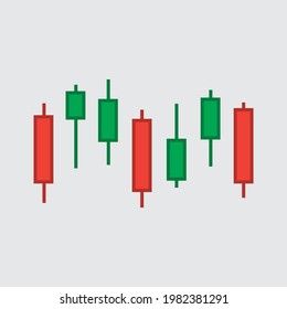 Candlestick chart color line icon. Trade market candle chart vector outline colorful sign.