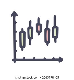 candlestick chart color vector doodle simple icon