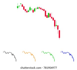 Candlestick Chart Down icon. Vector illustration style is a flat iconic Candlestick chart down symbol with gray, green, blue, yellow color variants. Designed for web and software interfaces.