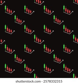 Candlestick Chart Element with Arrow vector Margin Trading concept colored seamless pattern