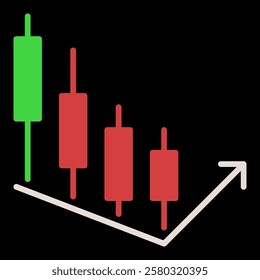 Candlestick Chart Element with Arrow vector Margin Trading concept colored icon or symbol