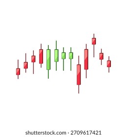 Os elementos do gráfico de castiçal mostram a atividade de negociação no mercado, mostrando flutuações de preços e tendências de investimento para uma análise financeira informada e tomada de decisões econômicas