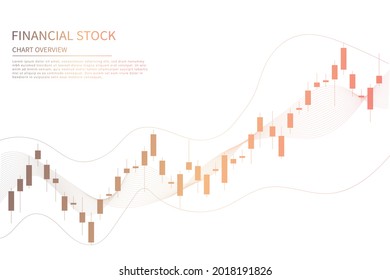 Candlestick chart in financial market vector illustration on blue background. Forex trading graphic design concept