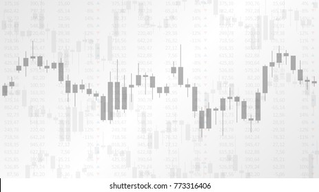 Candlestick chart in financial market vector illustration on the grey background. Forex trading graphic design concept.